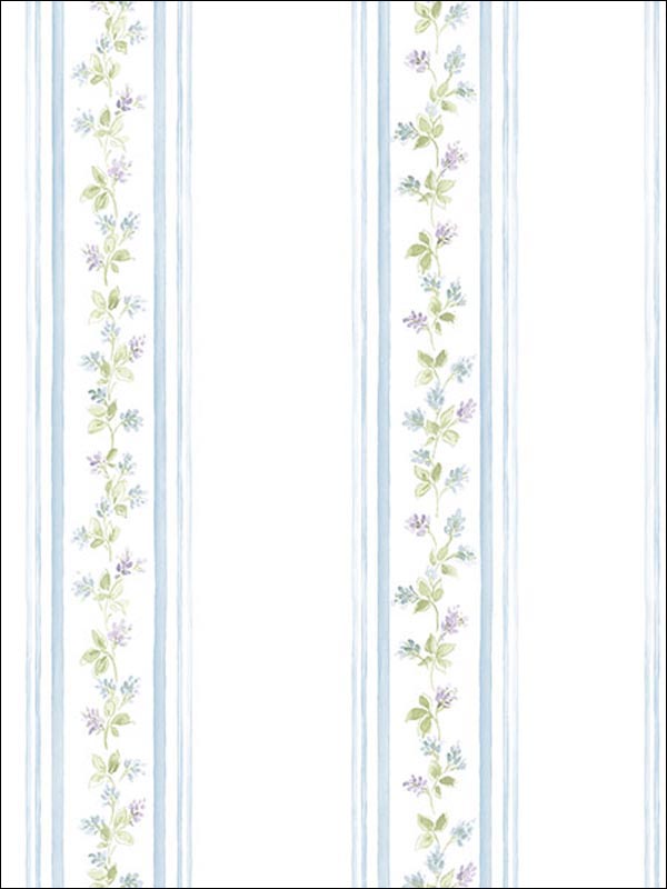 Floral Trail Stripes Wallpaper PR33868 by Norwall Wallpaper for sale at Wallpapers To Go