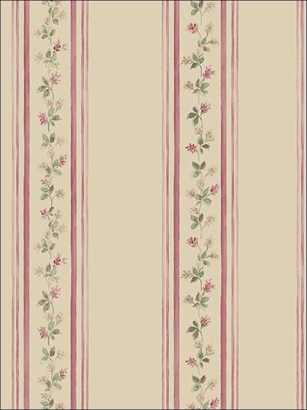 Floral Trail Stripes Wallpaper PR33869 by Norwall Wallpaper for sale at Wallpapers To Go