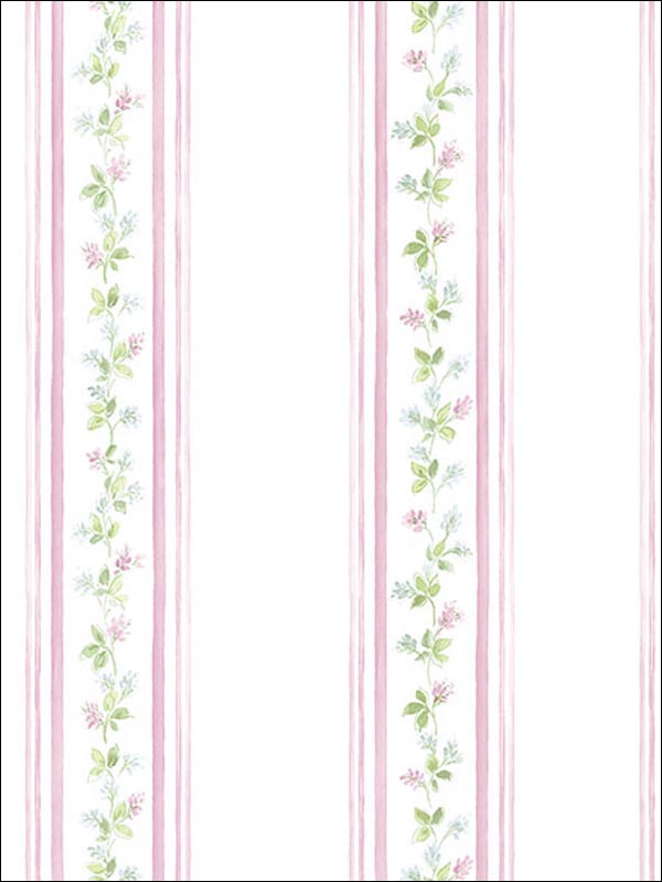 Floral Trail Stripes Wallpaper PR33870 by Norwall Wallpaper for sale at Wallpapers To Go