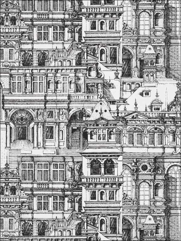 Palazzo Black and White Wallpaper T35172 by Thibaut Wallpaper for sale at Wallpapers To Go