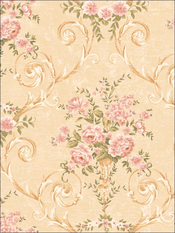 Bouquets Leaf Scroll Wallpaper DR50501 by Seabrook Wallpaper for sale at Wallpapers To Go