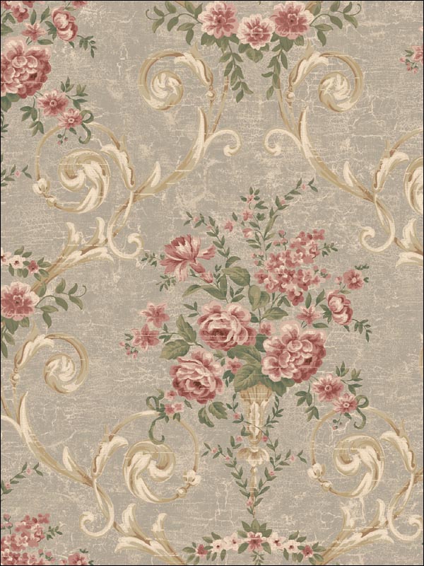 Bouquets Leaf Scroll Wallpaper DR50507 by Seabrook Wallpaper for sale at Wallpapers To Go