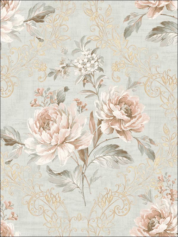 Floral Scroll Design Wallpaper DR51104 by Seabrook Wallpaper for sale at Wallpapers To Go