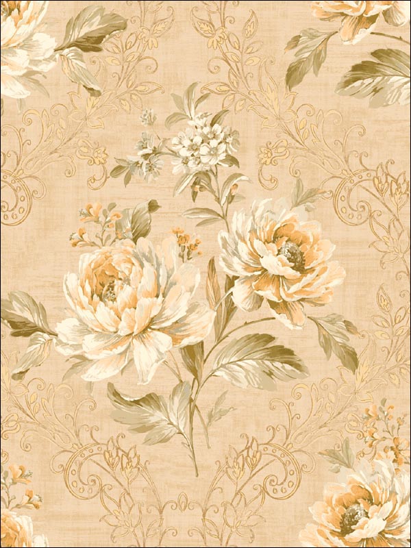 Floral Scroll Design Wallpaper DR51105 by Seabrook Wallpaper for sale at Wallpapers To Go