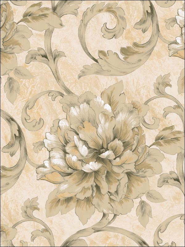 Floral Leaf Scroll Wallpaper LE20600 by Seabrook Wallpaper for sale at Wallpapers To Go