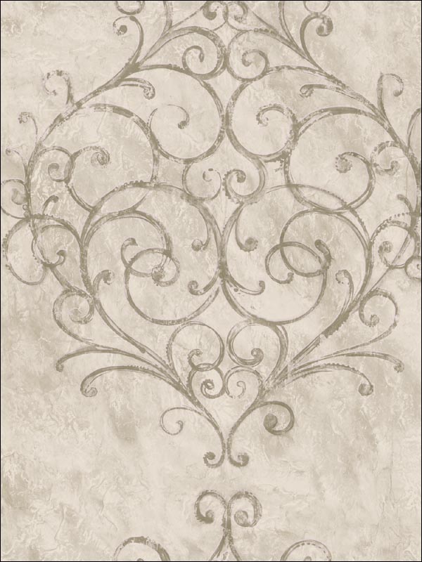 Scroll Design Medallion Wallpaper LE20706 by Seabrook Wallpaper for sale at Wallpapers To Go