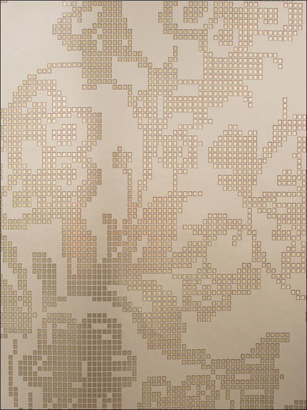 Sadira Brass Pixelated Modern Floral Wallpaper 341741 by Kenneth James Wallpaper for sale at Wallpapers To Go