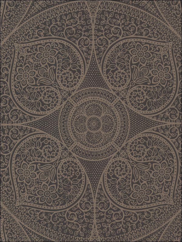 Yasamin Espresso Mehndi Medallion Wallpaper 341754 by Kenneth James Wallpaper for sale at Wallpapers To Go