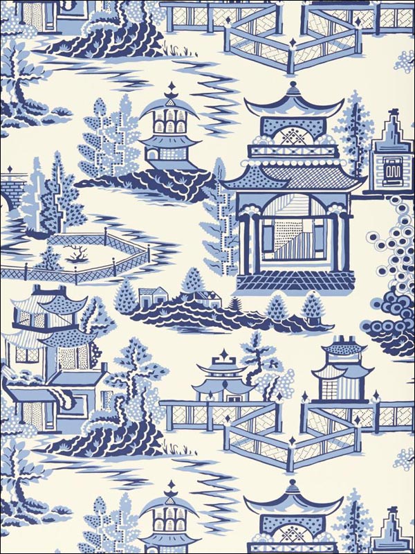 Nanjing Porcelain Wallpaper 5006911 by Schumacher Wallpaper for sale at Wallpapers To Go