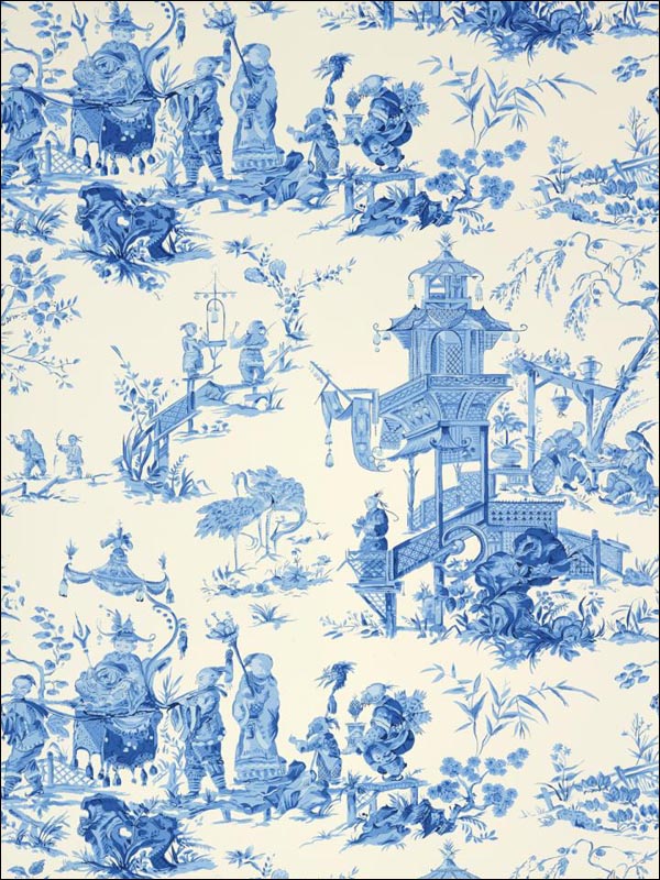 Chinois China Blue Wallpaper 5007002 by Schumacher Wallpaper for sale at Wallpapers To Go