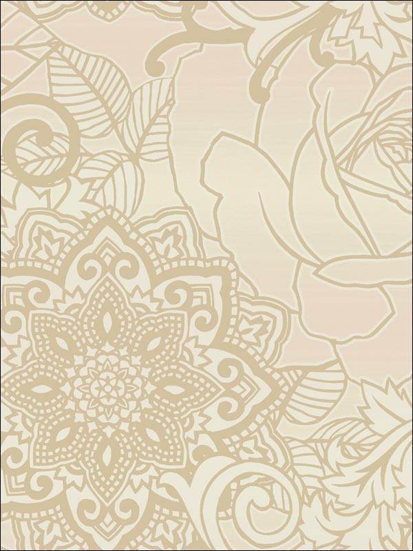 Floral Medallion Wallpaper GA30001 by Collins and Company Wallpaper for sale at Wallpapers To Go