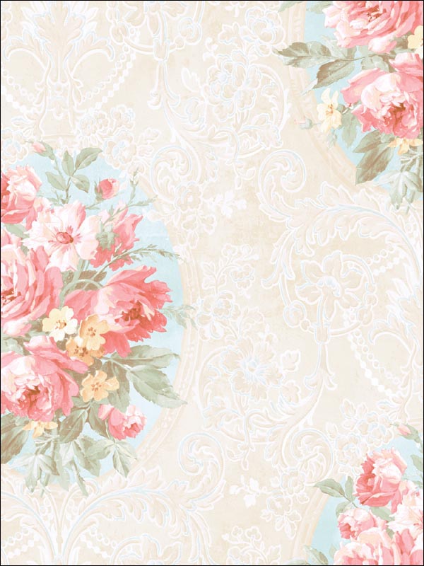Vivienne Floral Cameo Wallpaper CM10001 by Seabrook Wallpaper for sale at Wallpapers To Go