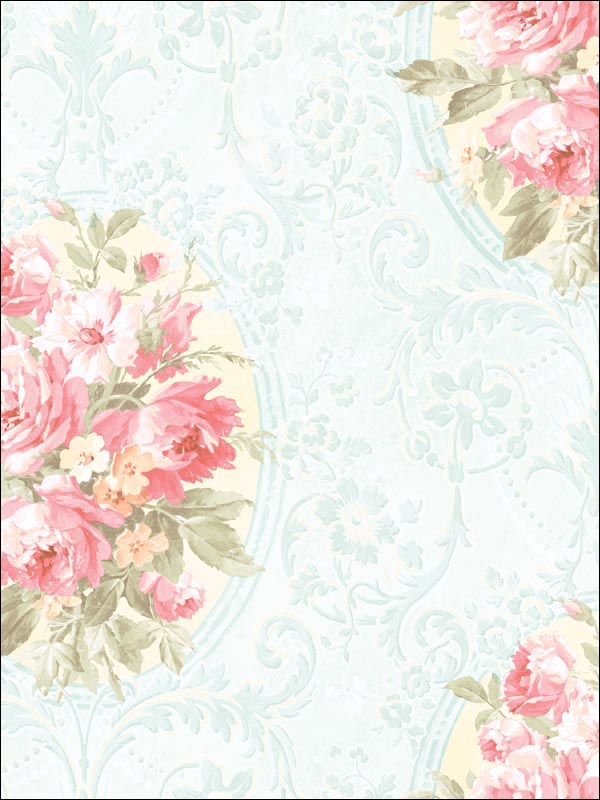 Vivienne Floral Cameo Wallpaper CM10002 by Seabrook Wallpaper for sale at Wallpapers To Go