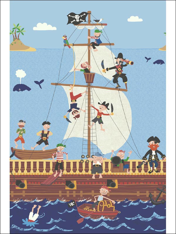 Ahoy Matey Mural KJ50902M by Pelican Prints Wallpaper for sale at Wallpapers To Go