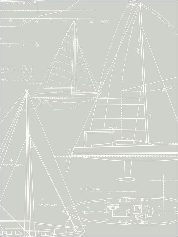 Yacht Blueprint Wallpaper YC61307 by Wallquest Wallpaper