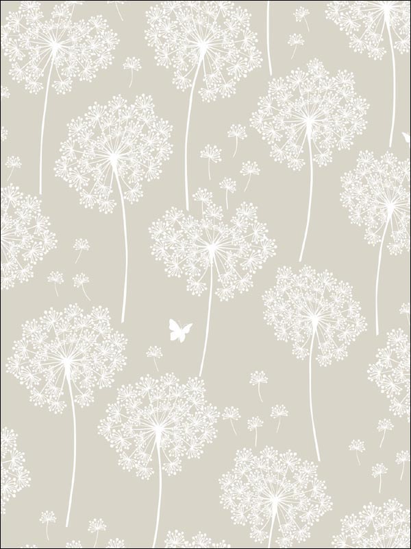 Dandelion Taupe Peel And Stick Wallpaper NU1651 by Brewster Wallpaper for sale at Wallpapers To Go