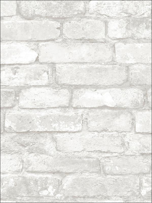 Grey and White Brick Peel And Stick Wallpaper NU1653 by Brewster Wallpaper for sale at Wallpapers To Go