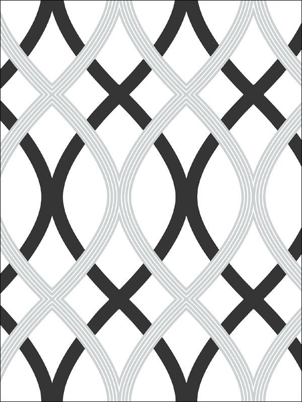Black and Silver Lattice Peel And Stick Wallpaper NU1658 by Brewster Wallpaper for sale at Wallpapers To Go