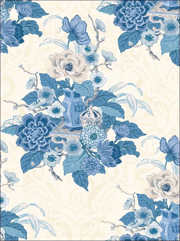 Floral Damask Vases Wallpaper AI40002 by Seabrook Wallpaper for sale at Wallpapers To Go