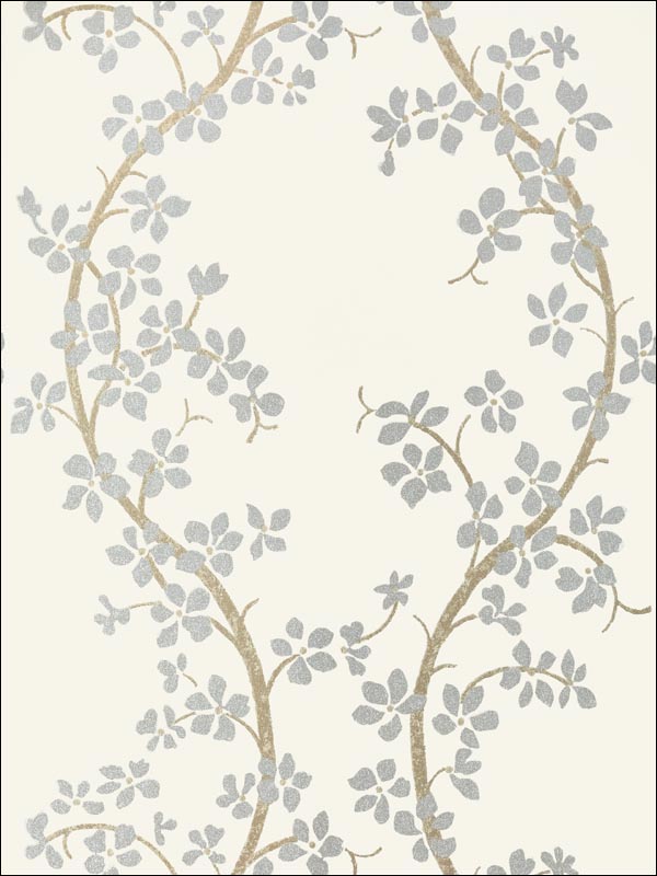 St Albans Grove Silver on Cream Wallpaper AT6153 by Anna French Wallpaper for sale at Wallpapers To Go