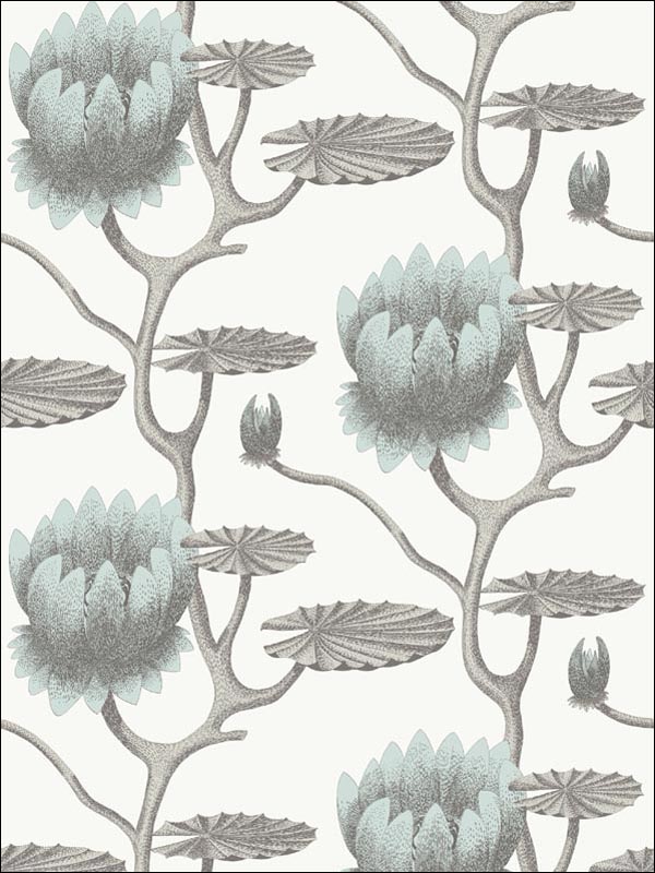 Summer Lily Aqua White Wallpaper 954022 by Cole and Son Wallpaper for sale at Wallpapers To Go
