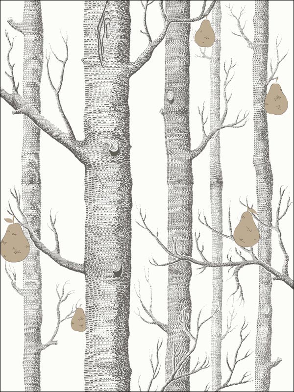 Woods and Pears Black White Bronze Wallpaper 955027 by Cole and Son Wallpaper for sale at Wallpapers To Go