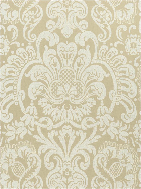 Dorian Damask Beige Wallpaper T89103 by Thibaut Wallpaper for sale at Wallpapers To Go