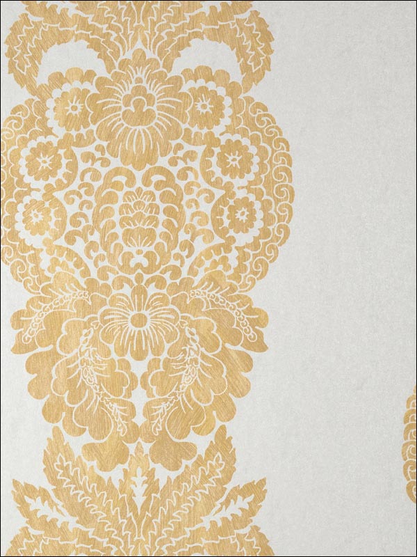 Rowan Damask Metallic Gold on Silver Wallpaper T89131 by Thibaut Wallpaper for sale at Wallpapers To Go