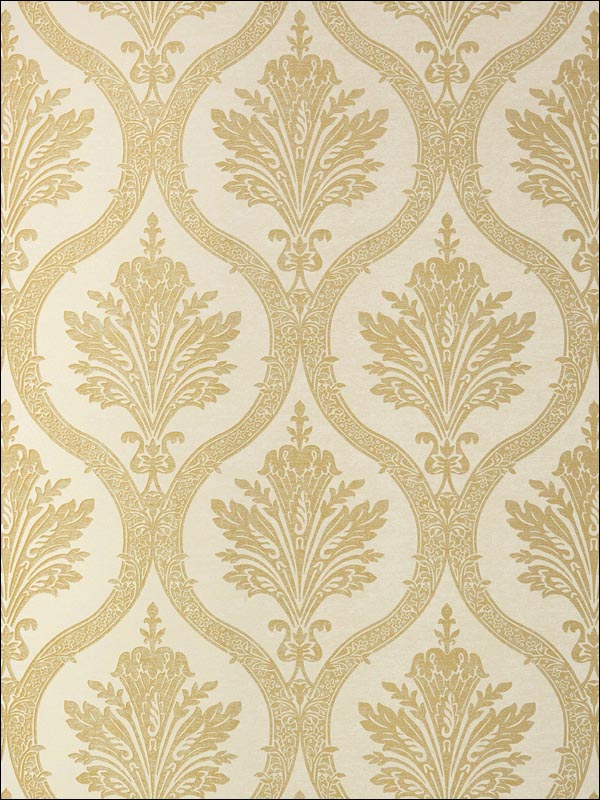 Clessidra Damask Gold on Cream Wallpaper T89159 by Thibaut Wallpaper for sale at Wallpapers To Go