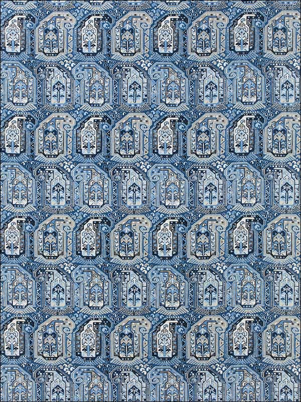 Gleniffer Blue and Beige Fabric F985022 by Thibaut Fabrics for sale at Wallpapers To Go