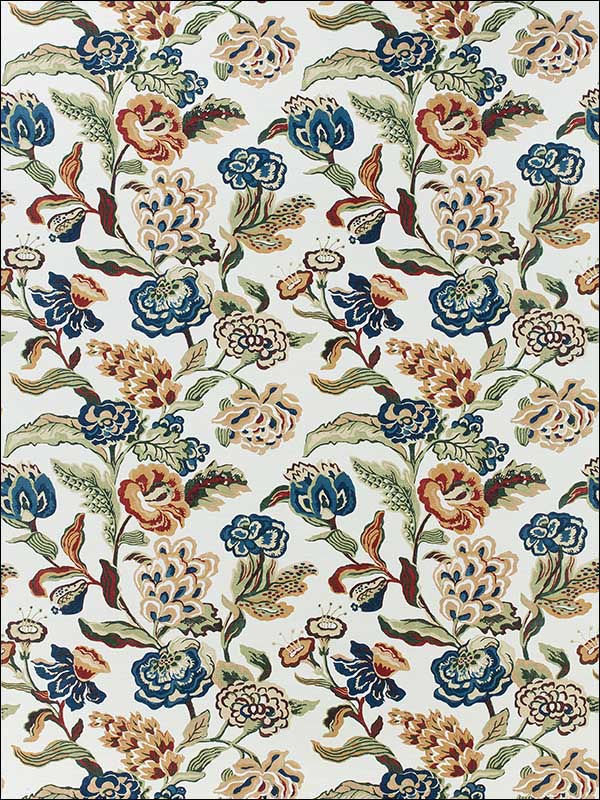 Navesink Cream on Navy Fabric F985033 by Thibaut Fabrics for sale at Wallpapers To Go