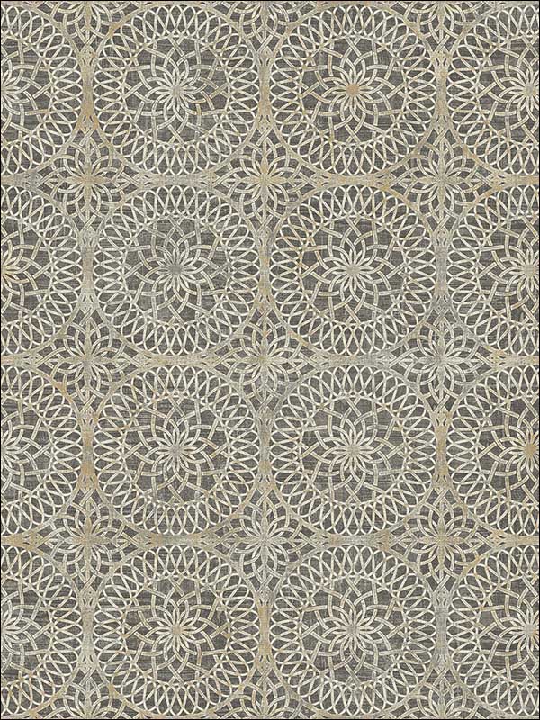Twist Brown Medallion Wallpaper PS40806 by Kenneth James Wallpaper for sale at Wallpapers To Go