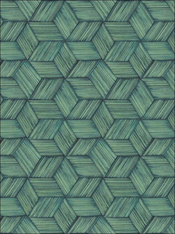 Intertwined Dark Green Geometric Wallpaper PS41404 by Kenneth James Wallpaper for sale at Wallpapers To Go