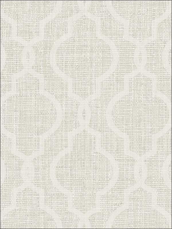 Geometric Jute White Quatrefoil Wallpaper PS41700 by Kenneth James Wallpaper for sale at Wallpapers To Go