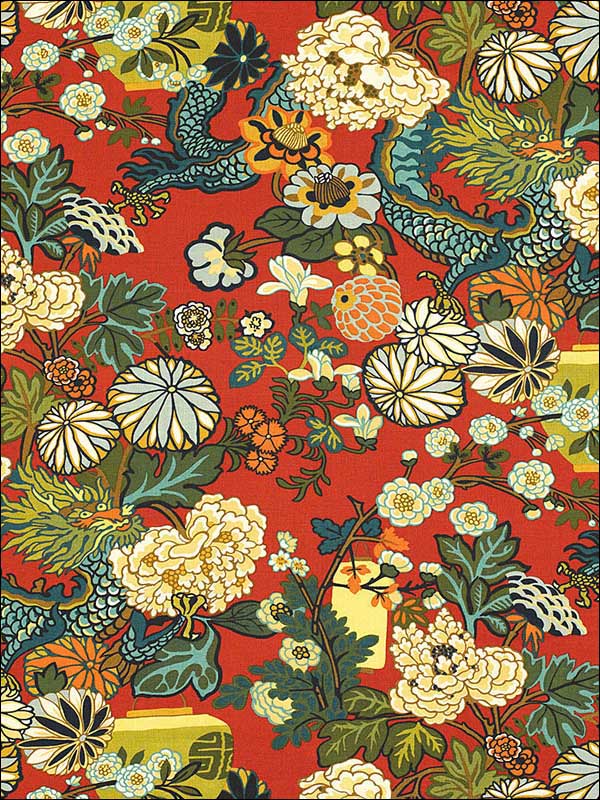 Chiang Mai Dragon Lacquer Fabric 173271 by Schumacher Fabrics for sale at Wallpapers To Go