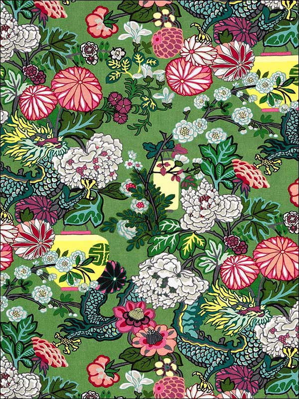 Chiang Mai Dragon Jade Fabric 173277 by Schumacher Fabrics for sale at Wallpapers To Go