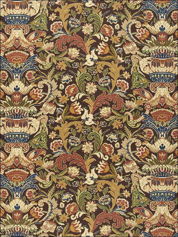 Egerton Tapestry Print Umber Fabric 173620 by Schumacher Fabrics for sale at Wallpapers To Go