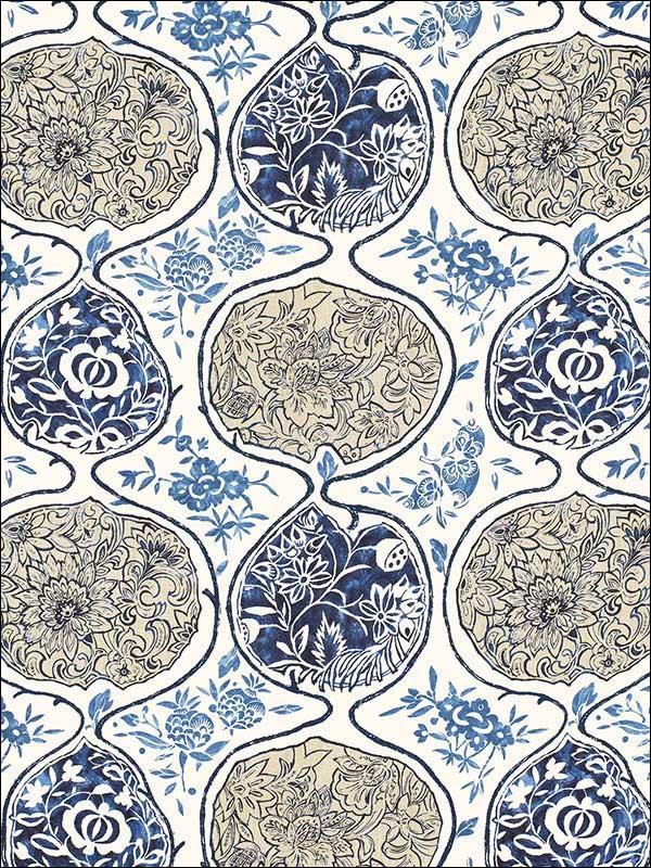 Katsugi Blues Fabric 2620933 by Schumacher Fabrics for sale at Wallpapers To Go
