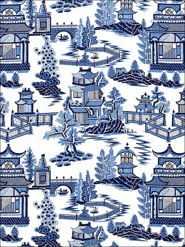 Nanjing Porcelain Fabric 174431 by Schumacher Fabrics for sale at Wallpapers To Go