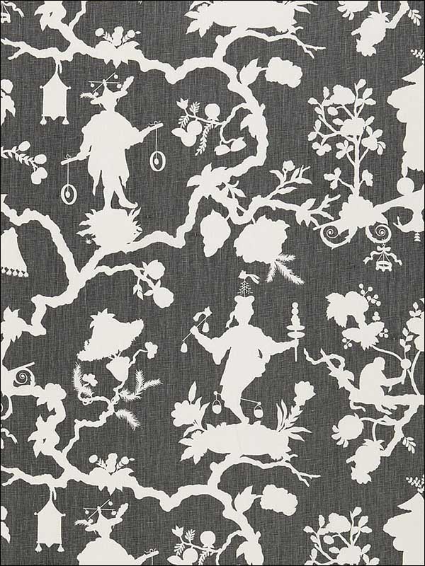 Shantung Silhouette Print Smoke Fabric 174581 by Schumacher Fabrics for sale at Wallpapers To Go