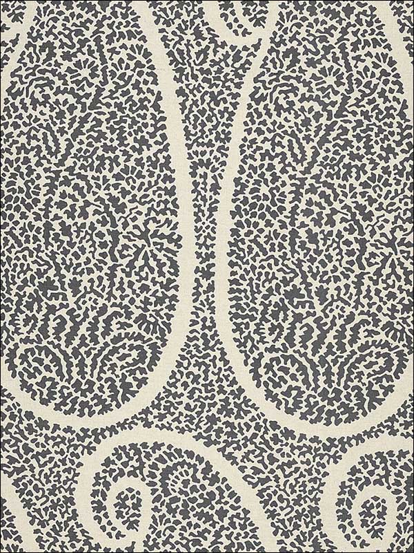 Ambala Paisley Ash Fabric 174641 by Schumacher Fabrics for sale at Wallpapers To Go