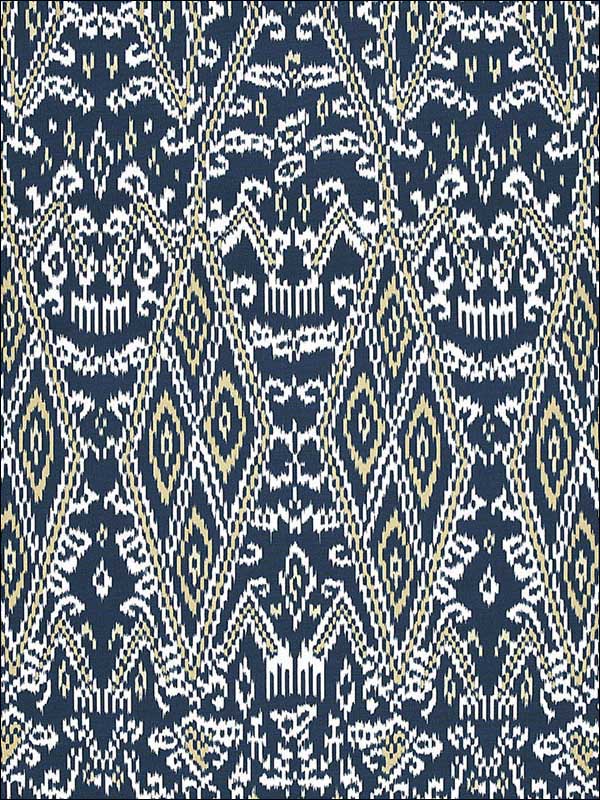 Maya Ikat Print Indigo Fabric 174752 by Schumacher Fabrics for sale at Wallpapers To Go
