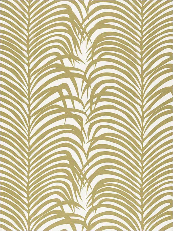 Zebra Palm Linen Print Khaki Fabric 174870 by Schumacher Fabrics for sale at Wallpapers To Go