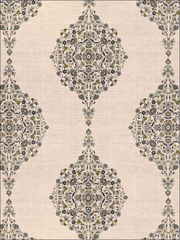 Mehndi Linen Print Smoke Fabric 175322 by Schumacher Fabrics for sale at Wallpapers To Go