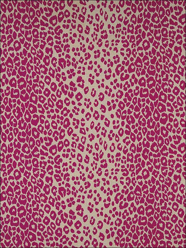 Iconic Leopard Fuchsia Natural Fabric 175723 by Schumacher Fabrics for sale at Wallpapers To Go
