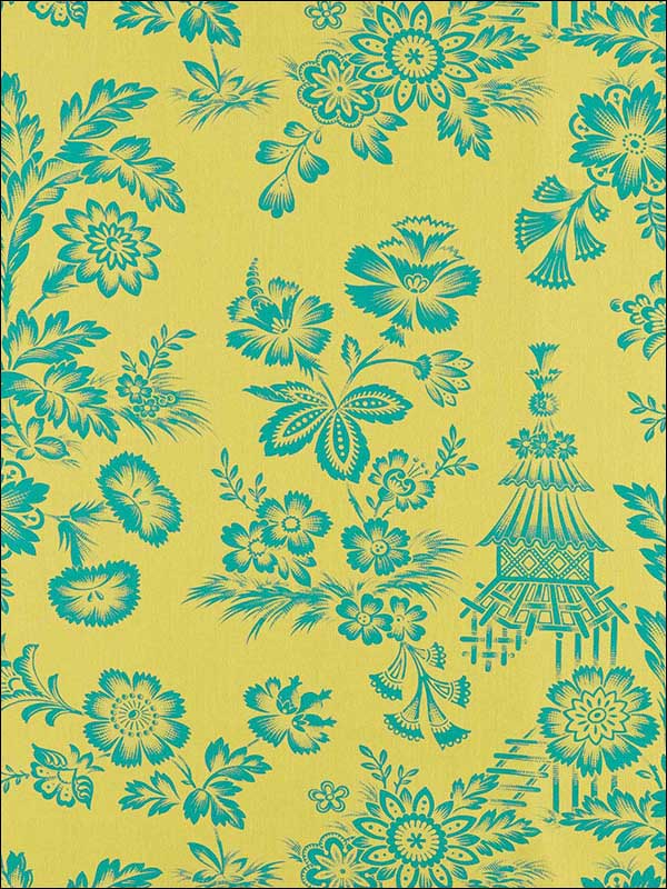 Song Garden Chartreuse Fabric 175751 by Schumacher Fabrics for sale at Wallpapers To Go
