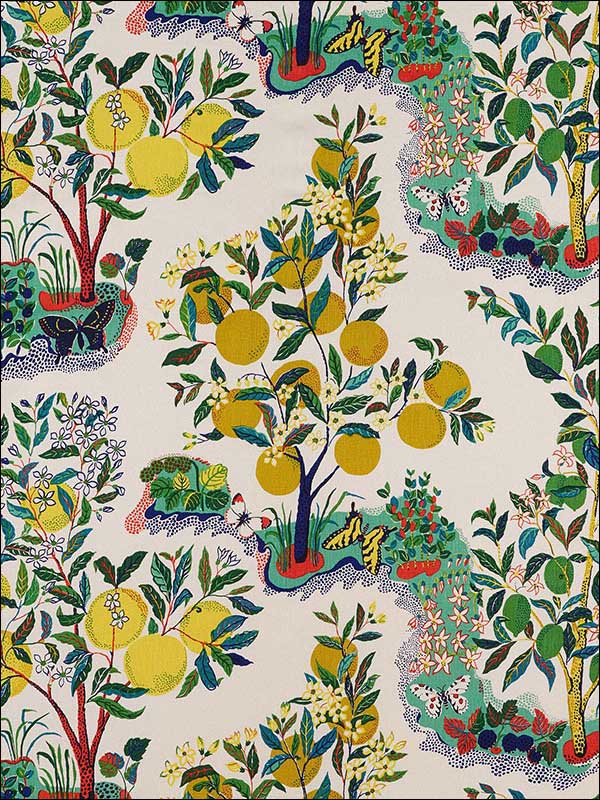 Citrus Garden Primary Fabric 175760 by Schumacher Fabrics for sale at Wallpapers To Go