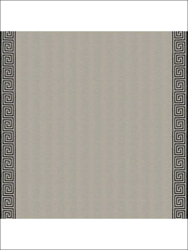 Greek Key Embroidery Pebble And Black Fabric 25801 by Schumacher Fabrics for sale at Wallpapers To Go