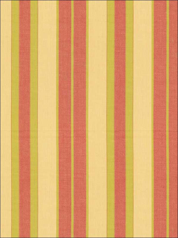 Beacon Cotton Stripe Maize Pear Coral Fabric 62996 by Schumacher Fabrics for sale at Wallpapers To Go