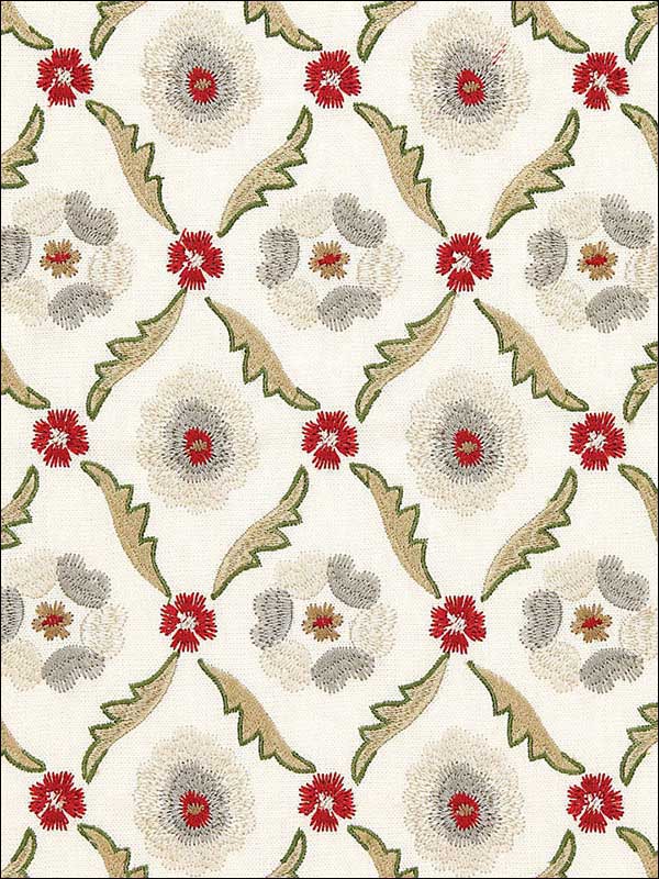 Claremont Embroidery Crimson Fabric 65740 by Schumacher Fabrics for sale at Wallpapers To Go